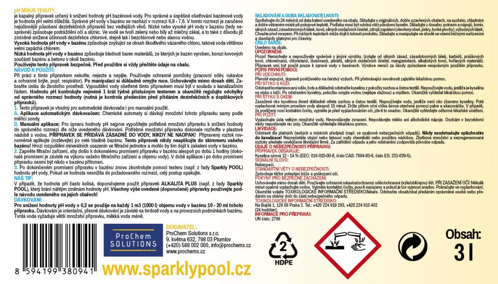 Sparkly POOL pH mínus tekutý 1L